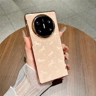 For Huawei Mate X3 X5 X6 X7 Case Luxury Horse Print Leather Texture Electroplated Frame Full Body Sh