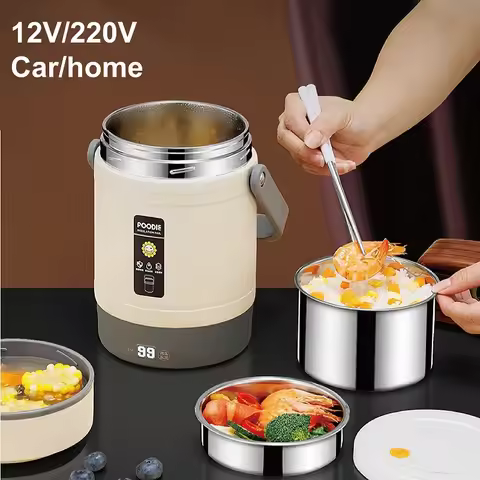 48W Office Electric Lunch Box 12V Car Rice Cooker 304 Stainless Steel Linner Keep Warm Lunch Box Out