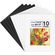 10 Pack Picture Frame Mats, Acid Free 11x14 Matted to 8x10 Photo Mat, Bevel Cut Picture Frames Matti