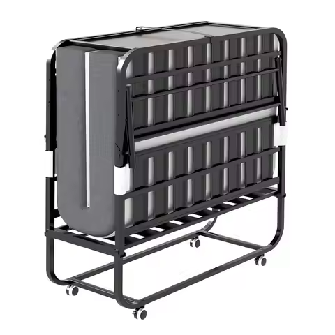 75"x46" Folding Rollaway Bed 5" Memory Foam Mattress 500lbs Metal Frame Adjustable Headboard Guest R