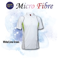 WHITE/LIME GREEN QD2500 60% COTTON/40% MICROFIBRE DRIFIT JERSEY COLLAR SHORT SLEEVE TSHIRT UNISEX QD