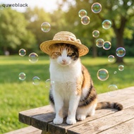 [Qwy] Cute Adjustable Pet Woven Hat Dog Decorative Hat Photo Prop Dog Cat Sunshade Cap Run Straw Hat