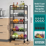 Beauty 2u Nordic 5 Layer Shelf Kitchen Storage Box Rack Beauty Salon Trolley Jualan Furniture Perabu