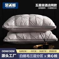 Five-Star Hotel White Goose Feather Pillow Down Feather Pillow Cotton Goose Feather Fiber Sandwich P