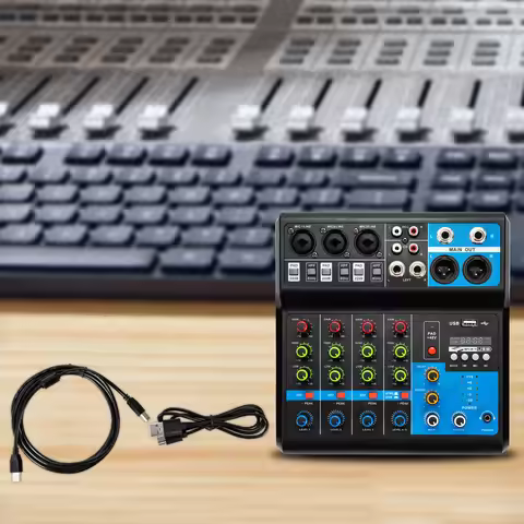 Mini DJ Mixer+48V Phantom Power, 5-Channel Mixer+5 Channels, Bluetooth Mixer+Bluetooth 5.0, For Home