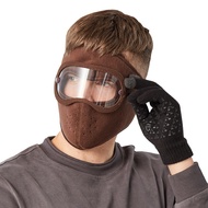 Windproof Face Warm Mask Winter Cap Ski Breathable Masks Fleece Face Shield Caps with HD Goggles Anti-fog Cycling Cap Balaclava