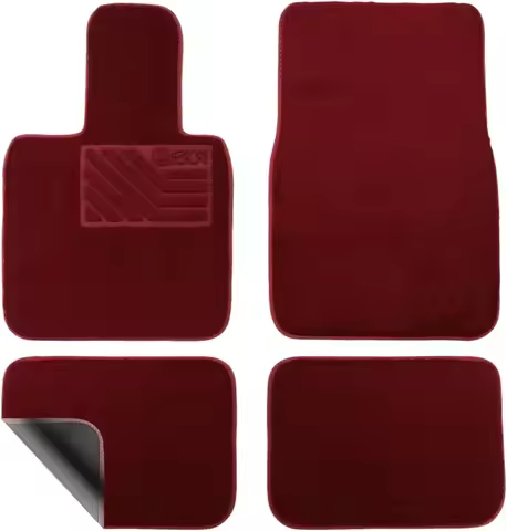 EKR 4Pcs Universal Auto Floor Mats Carpets Car Styling 0.5 inch Thick Polyester Anti-Slip Full Set C