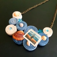 Recycled denim sea necklace Jeans necklace OOAK jewelry