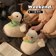 Duck Plush Slippers With Cute Scarf