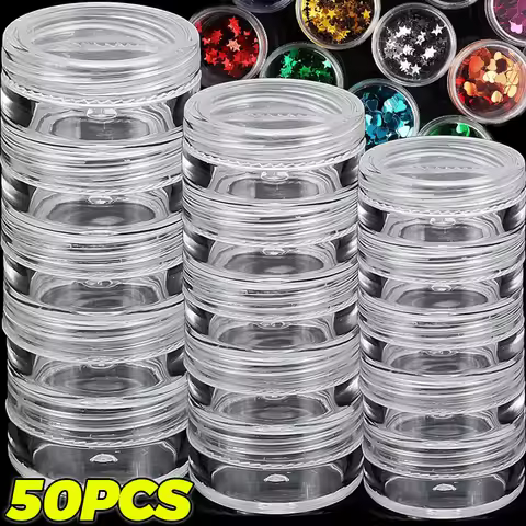 3/7/10g Round Clear Plastic Box Small Stackable Cosmetic Containers with Screw Lids Round Jewelry Na
