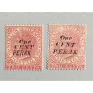 1887 Malaya Straits Settlements 2c Overprinted One Cent Perak