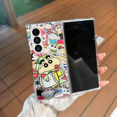 Cute Cartoon Crayon Shin-chan Frog Folding Magsafe Wireless Charge Case For Samsung ZFold 3 4 5 6 7