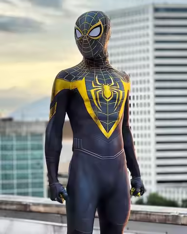 PS5 Spiderman Cosplay Costume Metallic Lens Zentai Suits Super Verse Miles Morales Superhero Bodysui