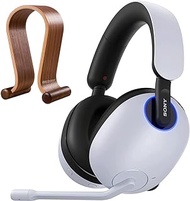 Sony WHG900N/W INZONE H9 Wireless Noise Cancelling Gaming Headset, White Bundle with Deco Gear Wood Headphone Display Stand Secure Tabletop Holder