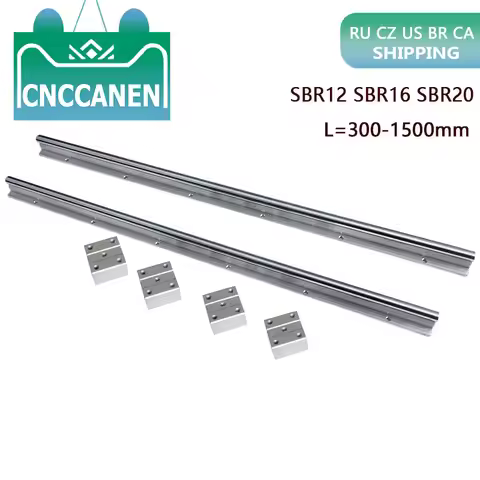 2PCS Linear Guide Rails SBR12 SBR16 SBR20 300-1500mm + 4PCS SBR16/12/20UU Bearing Blocks Smooth Moti