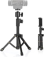 BILIONE Webcam Tripod Stand, for Logitech Webcam C920 C922 C930e C920S C920 C615 C960 C920x BRIO 4K NexiGo N60, Extendable Stand for Desk, Lightweight Mini Webcam Tripod with 1/4" Thread