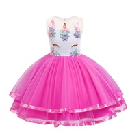 ZZOOI Unicorn Princess Tutu Dress Ball Gown Vestidos Encanto Birthday Party Lace Robe Rainbow Girl C