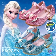 Sepatu Princes Elsa Sandal jinjit Frozen Anak Perempun Cewe Terbaru Hak tinggi Kaca 3 Tahun Sendal