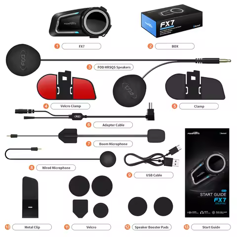 Fodsports FX7 Motorcycle Helmet Intercom Mesh Bluetooth Helmet Headset,10 Rider 2000M,BT5.4.