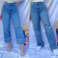 Ripped Wide Leg Jeans Long Palazo Rip Malaysia Local Seller H&M Zara