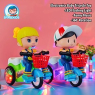 SpaceKids ของเล่นสามล้อ ของเล่นไฟฟ้า Electronic Toys for Children ABS Rainbow Color LED Light Flashing Music Scooter Vehicles Baby Tricycle Totating Bicycle