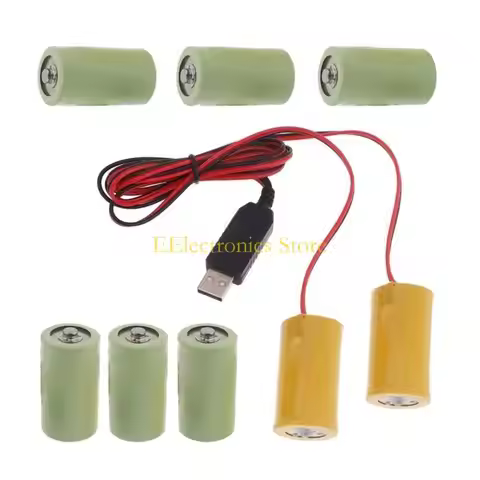 B03C Universal 6V LR20 D Battery Eliminators USB Power Supply Cable , 4Pcs LR20 D Battery Replace Re