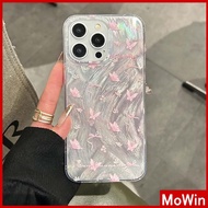 Mowin - For iPhone 11 15 Pro Max iPhone Case Silver Feather Luxury Holographic Laser Clear Case Soft TPU Butterfly Compatible with iPhone 14 13 Pro max 12 Pro Max 11 XR XS 7 8Plus