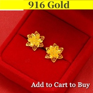 Indian Jewellery Set Gold 916 Original Malaysia Earing Set for Girls Earrings Women Korean Style Trendy Simple Female Small Earrings Luck Lotus Clover Earing Set 耳钉 Emas 916 Original Malaysia Lelong Tulen Anting Anting Perempuan Subang Telinga Perempuan