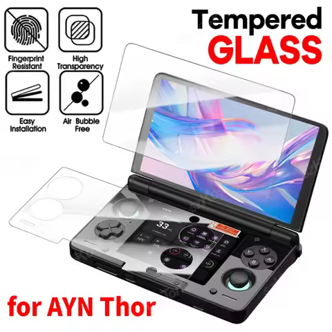 Ultra-Clear Screen Protector for AYN Thor Game Console Upper and Bottom Screen 9H Anti-Scratch Tempe
