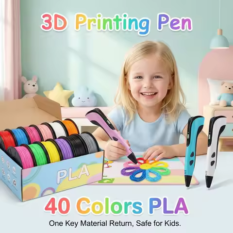 New 3D Pen 3D Printing Pen Kids with Screen 40 Colors 1.75mm PLA Filament DIY Drawing for Children B