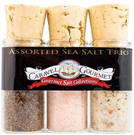 The Gourmet Sea Salt Mini Trio Sampler Set - Himalayan Pink Fine, Garlic Medley &amp; Smoked Bacon Chipotle - Colorful, Delicious Salts - Gluten-Free, No MSG, Non-GMO