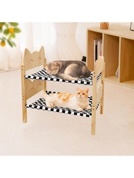 2件木製貓吊床，可疊加雙層床，適用於多個寵物，防潮且適用於四季，易於懸掛，非常適合小貓和小狗