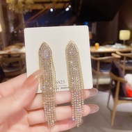 925 Silver Needle Triangle Long Tassel Earrings Exaggerated Nightclub Style Fashion Exaggerated Earr