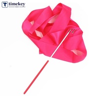 TKEY 2m/4m Colorful Gym Dance Rhythmic Art Gymnastic Ribbons Ballet Streamer Twirling Rod Stick For 