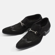 Mac&Gill Suede Wingtip cowboy Chain Loafers รองเท้าผู้ชายหนังแท้แบบโลฟเฟอร์ Men Black Leather MAC &