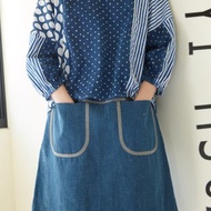 灰織帶滾邊牛仔裙