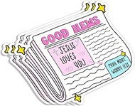 (3Pcs) Good News Jesus Loves You, Pray More Worry Less Sticker Inspirational Christian Bible Verse P