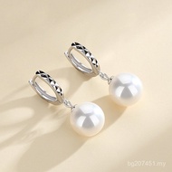 Large Pearl Pendant Earrings Ladies Circle 2019 Retro Temperament Sterling Silver Trendy 925 Korean 