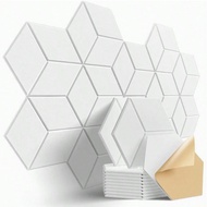 12 Pieces Self-Adhesive Soundproof Panels 11.8 X 10.2 X 0.4 Inches - High-Density Acoustic Hexagonal