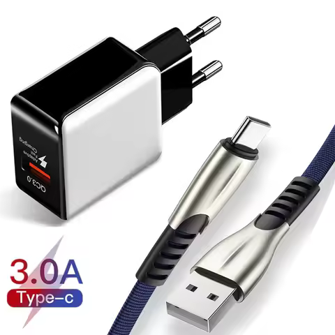 QC 3.0 Fast Charge Charger 3A Type C Cable For Samsung A50 A70 A20 Huawei P20 lite P30 Mate 10 Honor