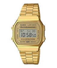 Casio 金錶時尚金圈復古不鏽鋼潮流方形男  A168WG-9W