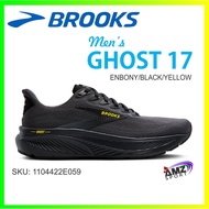 NEW BROOKS MEN'S GHOST 17 (110442 2E 059) 2E WIDE CUTTING RUNNING SHOE (EBONY/BLACK/YELLOW)