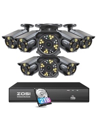 4K 8CH PoE Security Camera System (16CH Expandable), H.265+ 8CH NVR with 2TB HDD for 24/7 Record,8 x