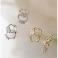 133_goodgift_station-Flower Hoop s925 925 Sterling Silver Earrings Round Ring With Pattern