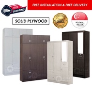 SOLID PLYWOOD 3 Door wardrobe with Mirror and drawers Cabinet cupboard 10 Door wardrobe Walnut Limewash