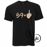 60th Birthday T Shirt 59 plus 1 gesture Rude Middle Finger Age Joke