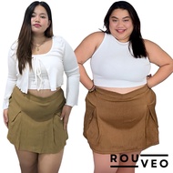 ROUVEO Faye Double Pleated Two Pockets Skirt with Shorts Mid Waist Woven Skort (Up to PLUS SIZE)