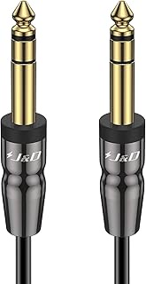 J&D 6.35mm 1/4 inch TRS Cable, Heavy Duty Copper Shell Audiowave Series 6.35 mm Male to Male Audio C