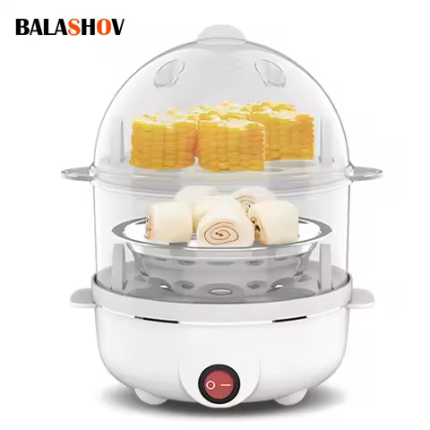 Multifunction Electric Egg Cooker Double Layers Egg Boiler Corn Milk Rapid Breakfast Cooking Egg Ste