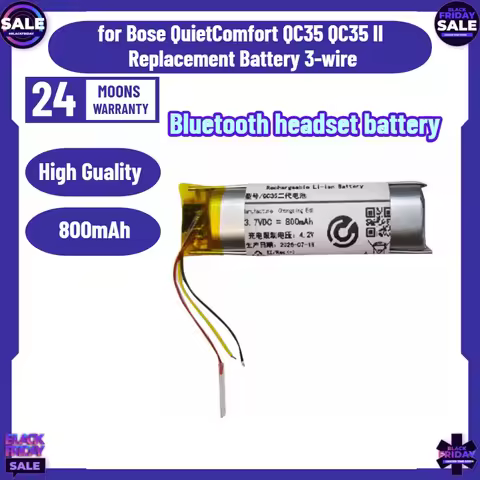 New 3.7V 800mAh Li-Polymer Battery for Bose QuietComfort QC35 QC35 II Replacement Battery 3-wire